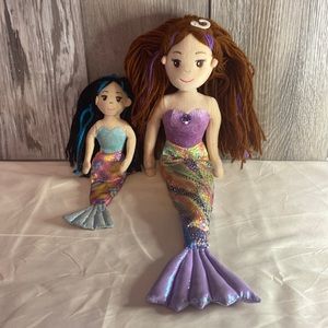 4 Aurora, sparkle, plush  blue top rainbow plush Ashley  tipsy turtle mermaids